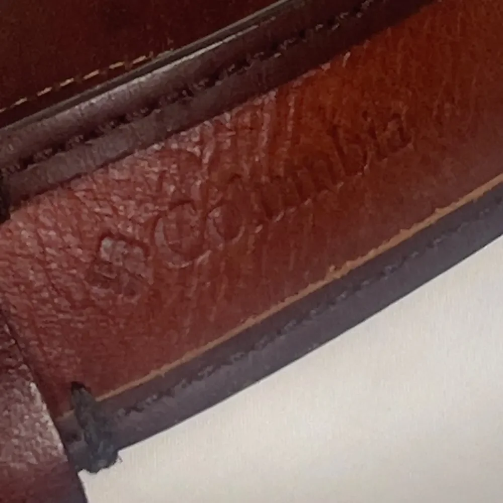 Columbia Belt Brown Leather with Dark Brown Trim Western Med 34-36 Metal Buckle